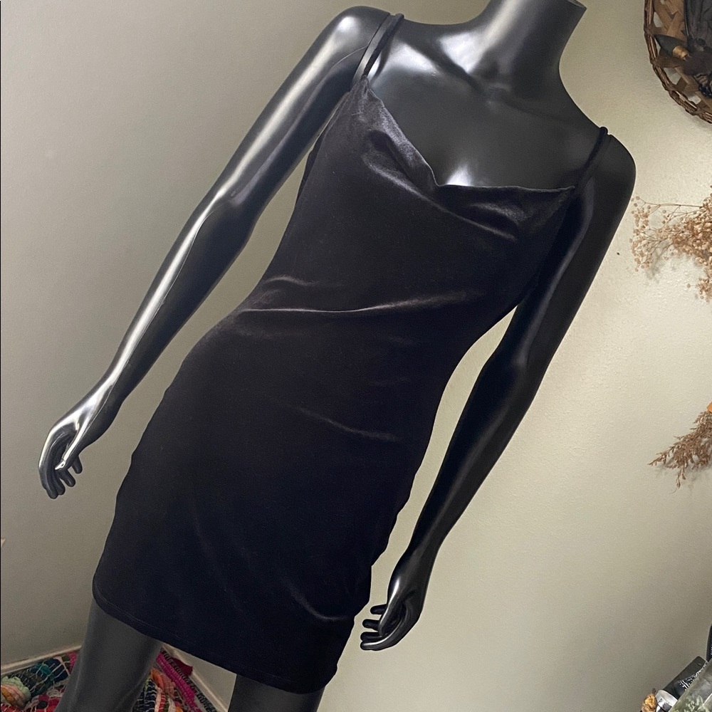 Crystal Sky Chic Little Black Velvet Dress NWTs